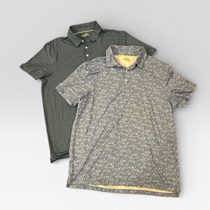 JCrew Performance piqué polo shirt Lot Of 2 Blue Stripped & Printed Golf Casual